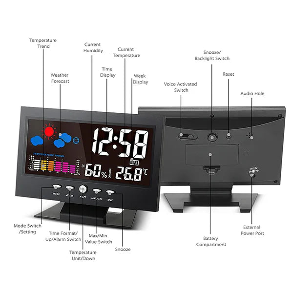 🌡️ 50% OFF NOW! ✨ Digital LED Weather Station - Temperature & Humidity Monitor with Forecast Display & Table Alarm Clock 📊⏰