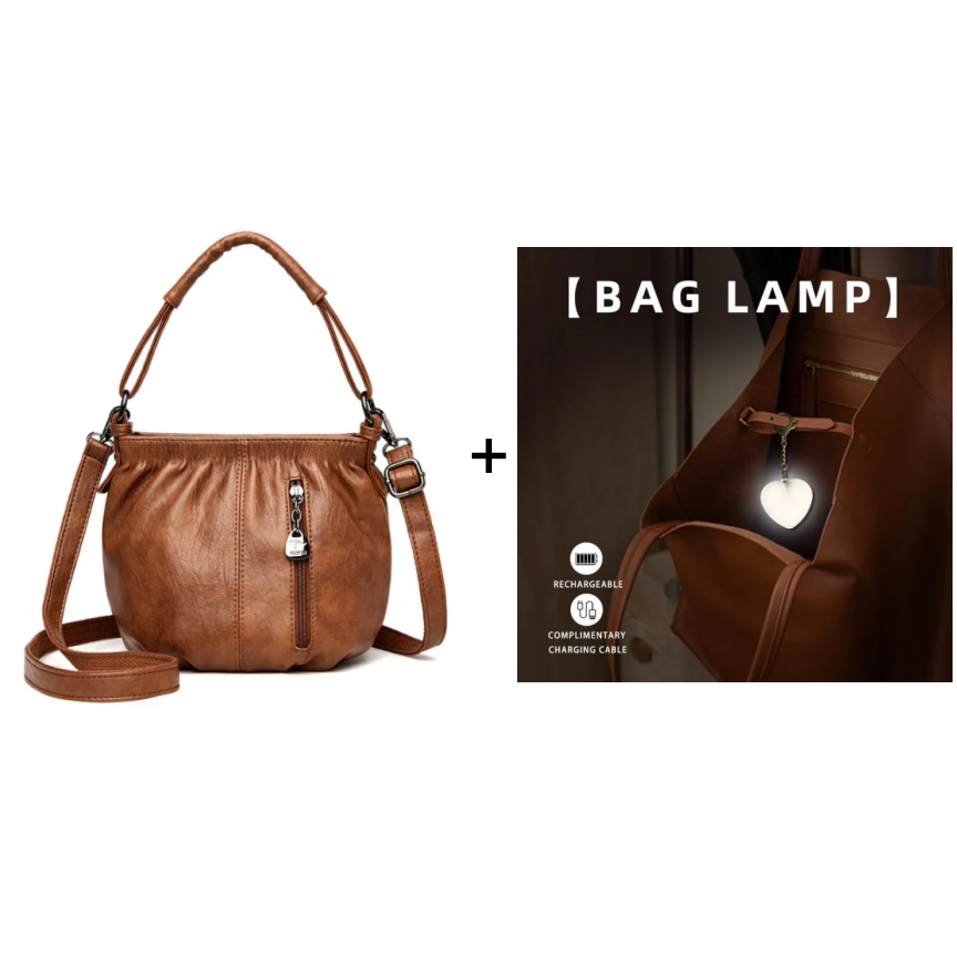 🔥Casual Pleated Bucket Soft Leather Handbag Shoulder Bag