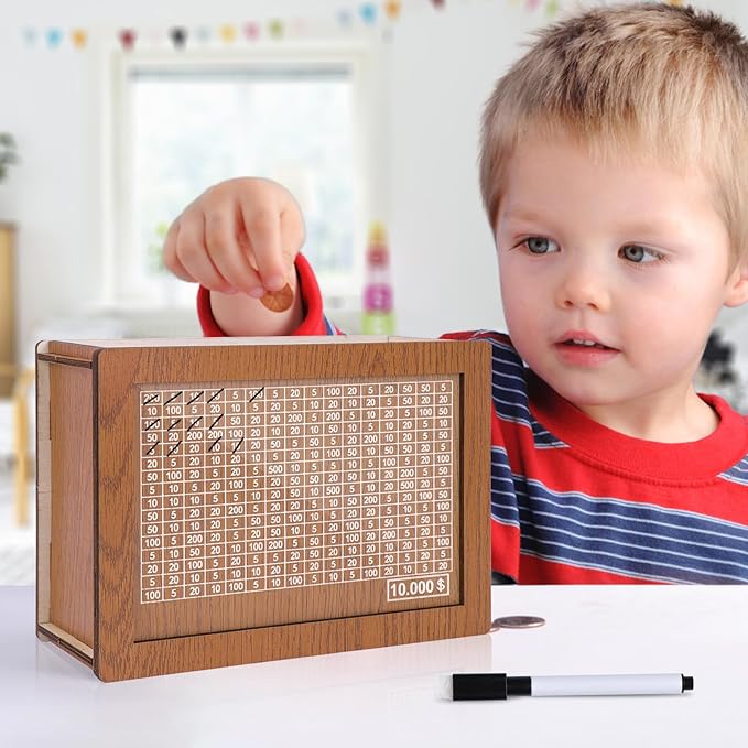 🎁 Hot Sale 49% OFF 🔥Retro Style Wooden Money Box with Counter Piggy Bank Handmade Saving Money Goal Piggy Bank