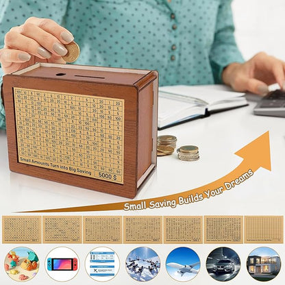 🎁 Hot Sale 49% OFF 🔥Retro Style Wooden Money Box with Counter Piggy Bank Handmade Saving Money Goal Piggy Bank