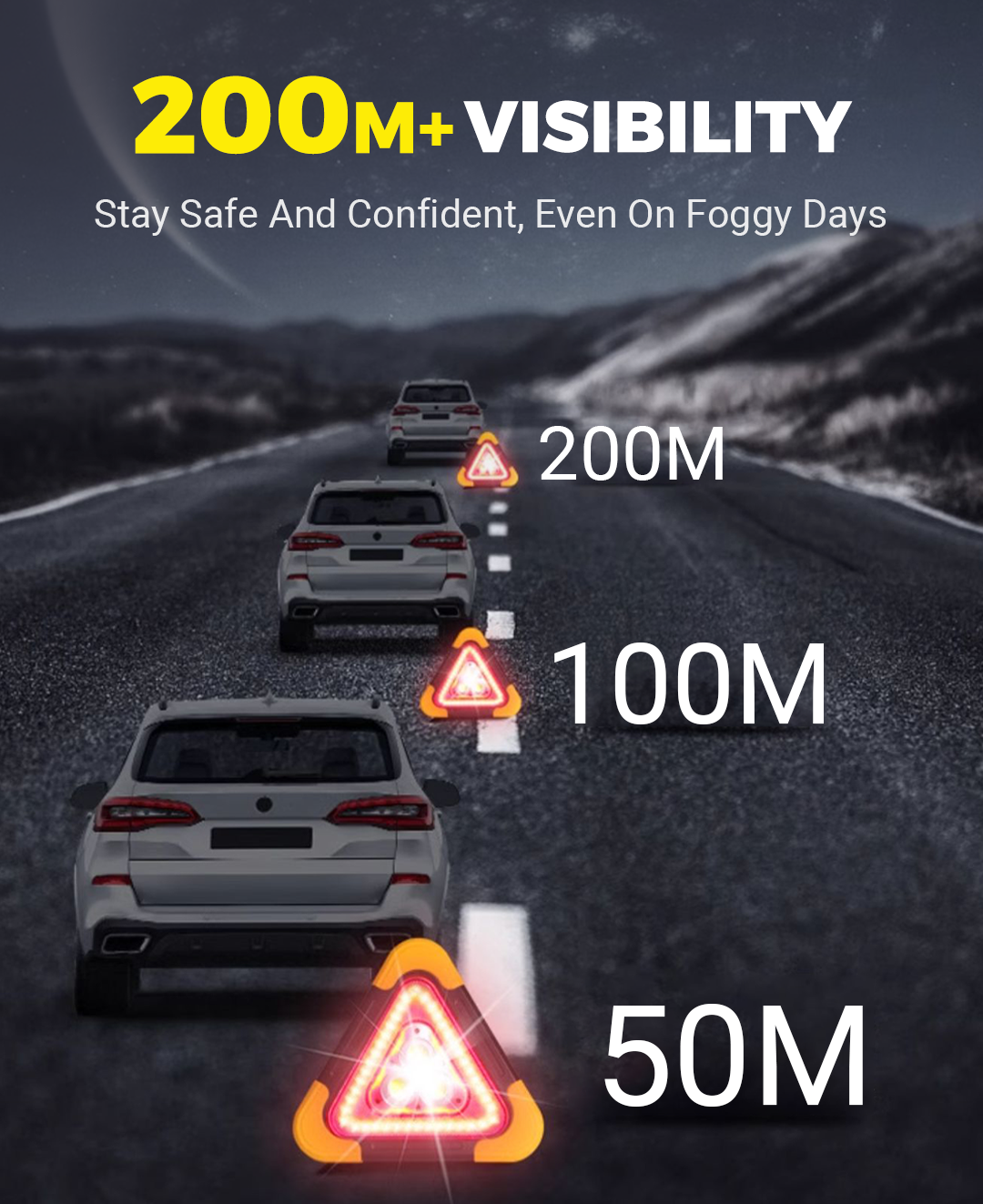 🔥2026 New Arrival🔥 2-IN-1 Solar Emergency Triangle Warning Light at the Roadside
