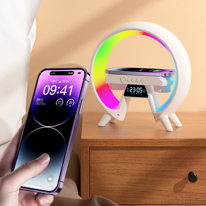 🔥Last Day 49% Off🔥Multifunctional Bluetooth Speaker - Colorful Atmosphere Light Wireless Charging and Clock All-in-one Machine