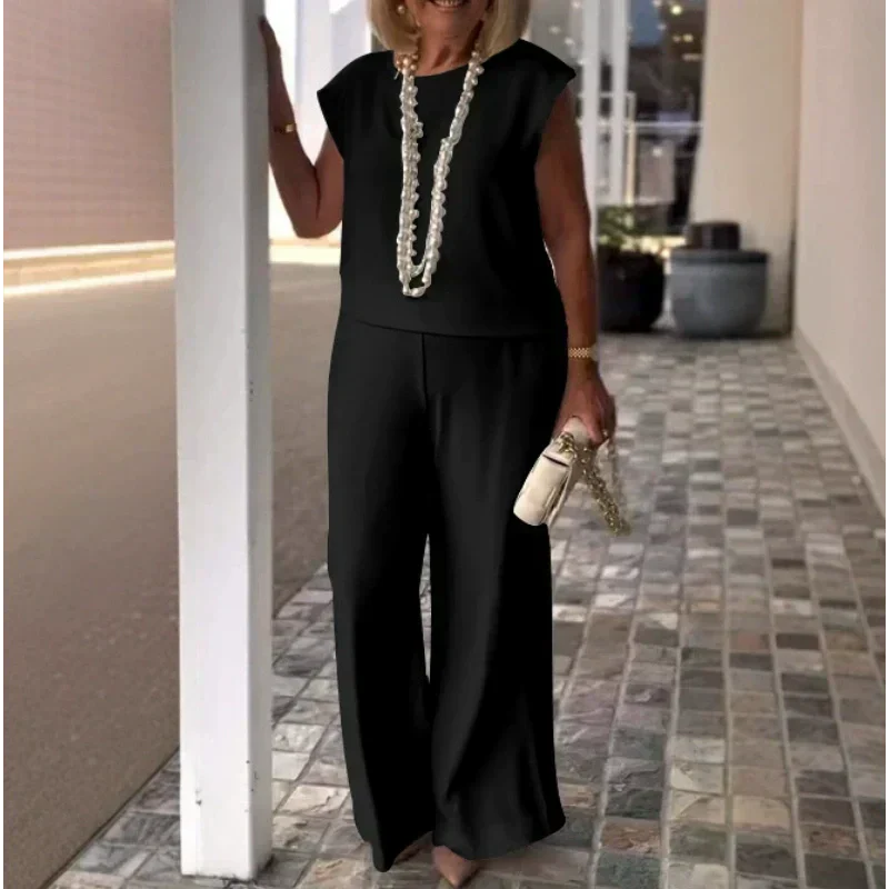 💕Limited Time 50% Off💕Women's Crew Neck Sleeveless Top and Pants Set