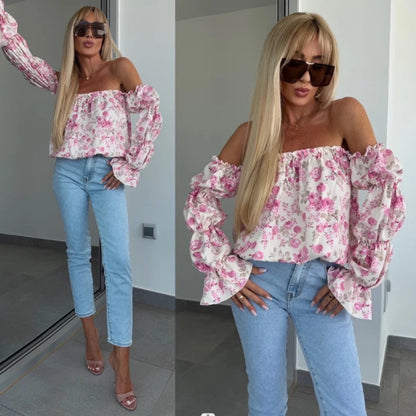 🌸Spring Specials🌸Floral Print Smocked Off-the-Shoulder Top