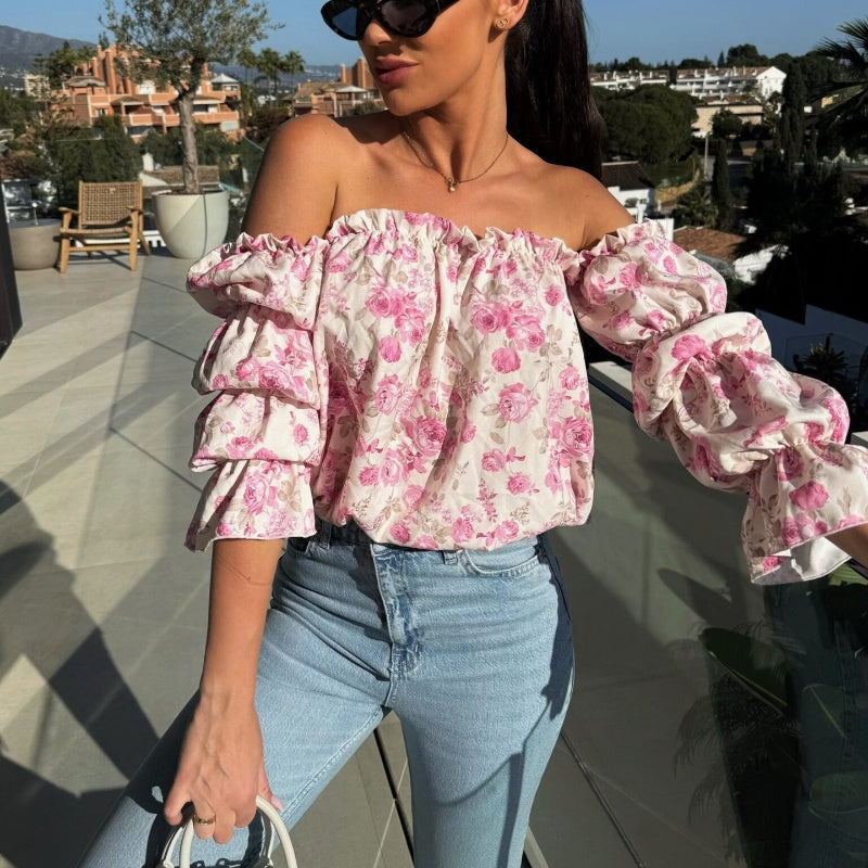 🌸Spring Specials🌸Floral Print Smocked Off-the-Shoulder Top