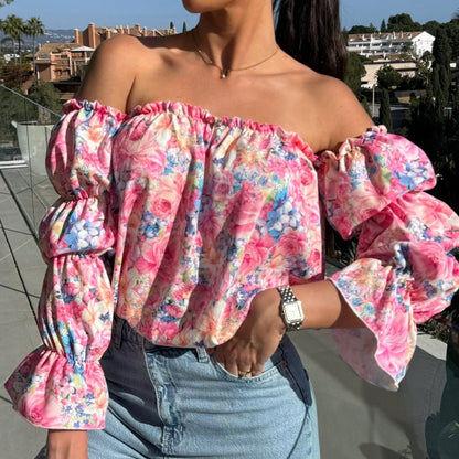 🌸Spring Specials🌸Floral Print Smocked Off-the-Shoulder Top