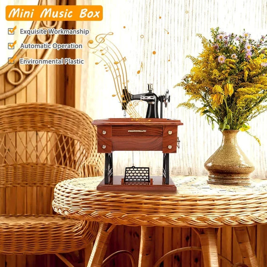 🪗Time Limit Sale 50% OFF - Wood Mini Sewing Machine Music Box