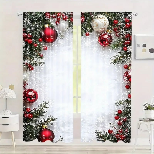 🔥 LAST DAY PROMOTION - 50%OFF 🔥 Christmas Window Curtains 2-Piece Set for Home Decor