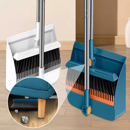 Stand-Up Dustpan Set with 180° Rotating Broom