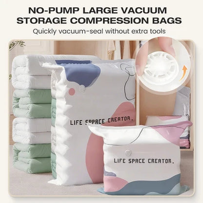 Jumbo Vacuum Storage Bags – Compress Bedding Up to 80% | No Pump Needed