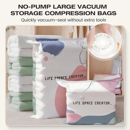 Jumbo Vacuum Storage Bags – Compress Bedding Up to 80% | No Pump Needed